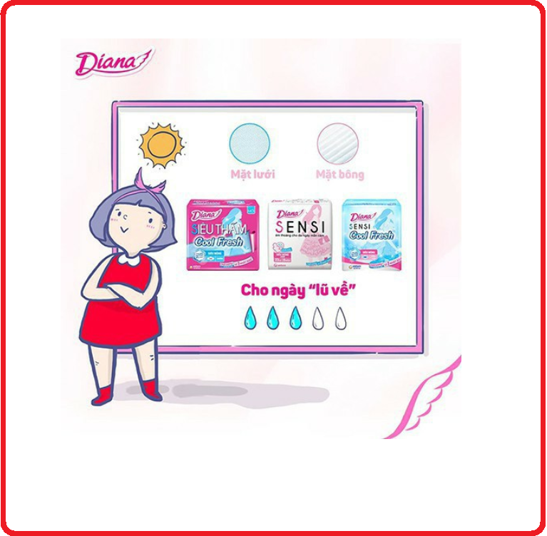 BVS DIANA Sensi Cool Fresh Siêu Mỏng Cánh 8 Miếng
