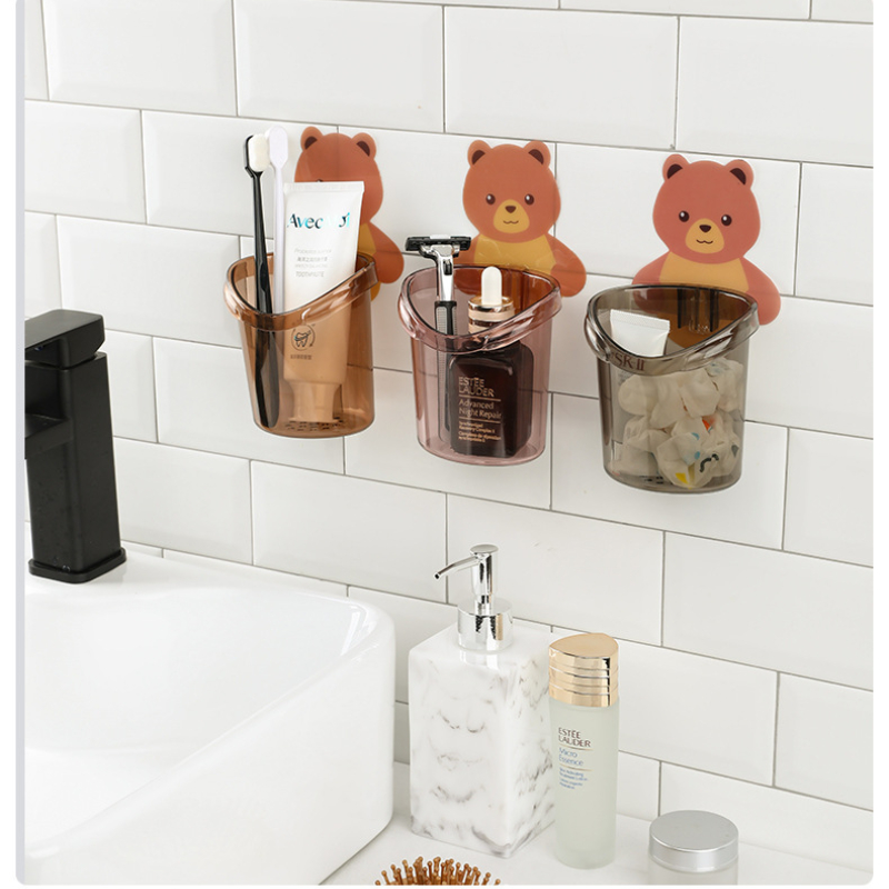 Brown bear wall mounted Cup for toothbrush, toothpaste, Shavers & More, bathroom supplies