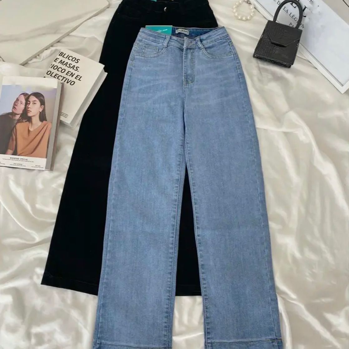 [Free Ship] jeans women straight high-waisted nice material Denim jeans pants