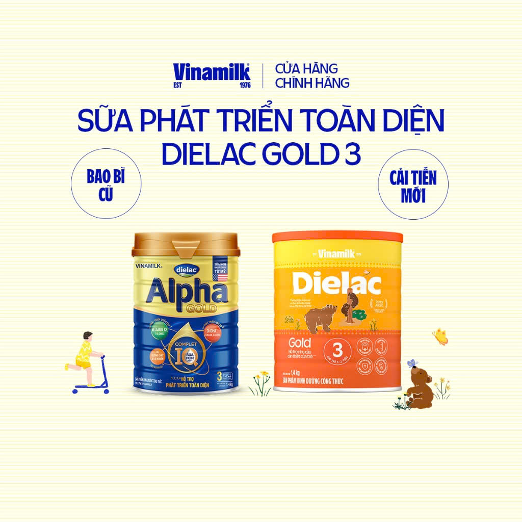 Sữa bột Vinamilk Dielac Alpha Gold 3 sữa non 1.4kg Mới