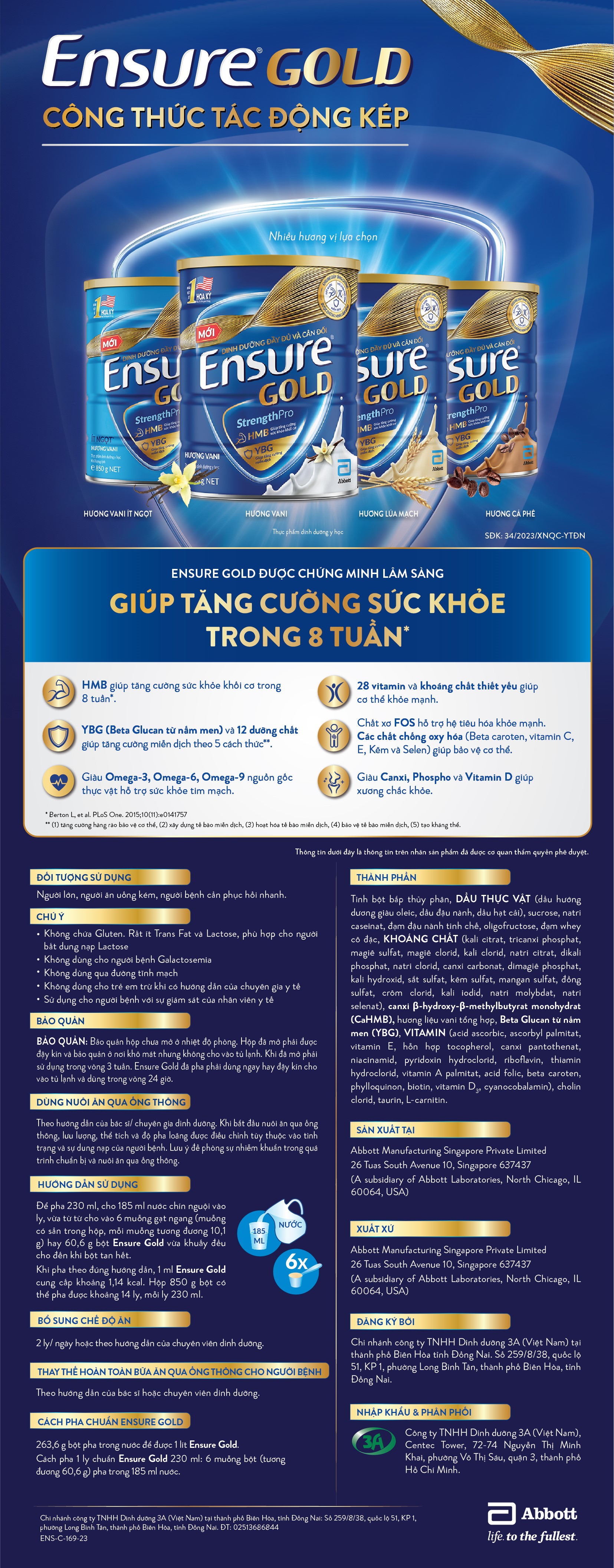 [ Tích lũy + Hoàn 50k] Sữa bột Ensure Gold Abbott (HMB) lúa mạch 850g date 2024