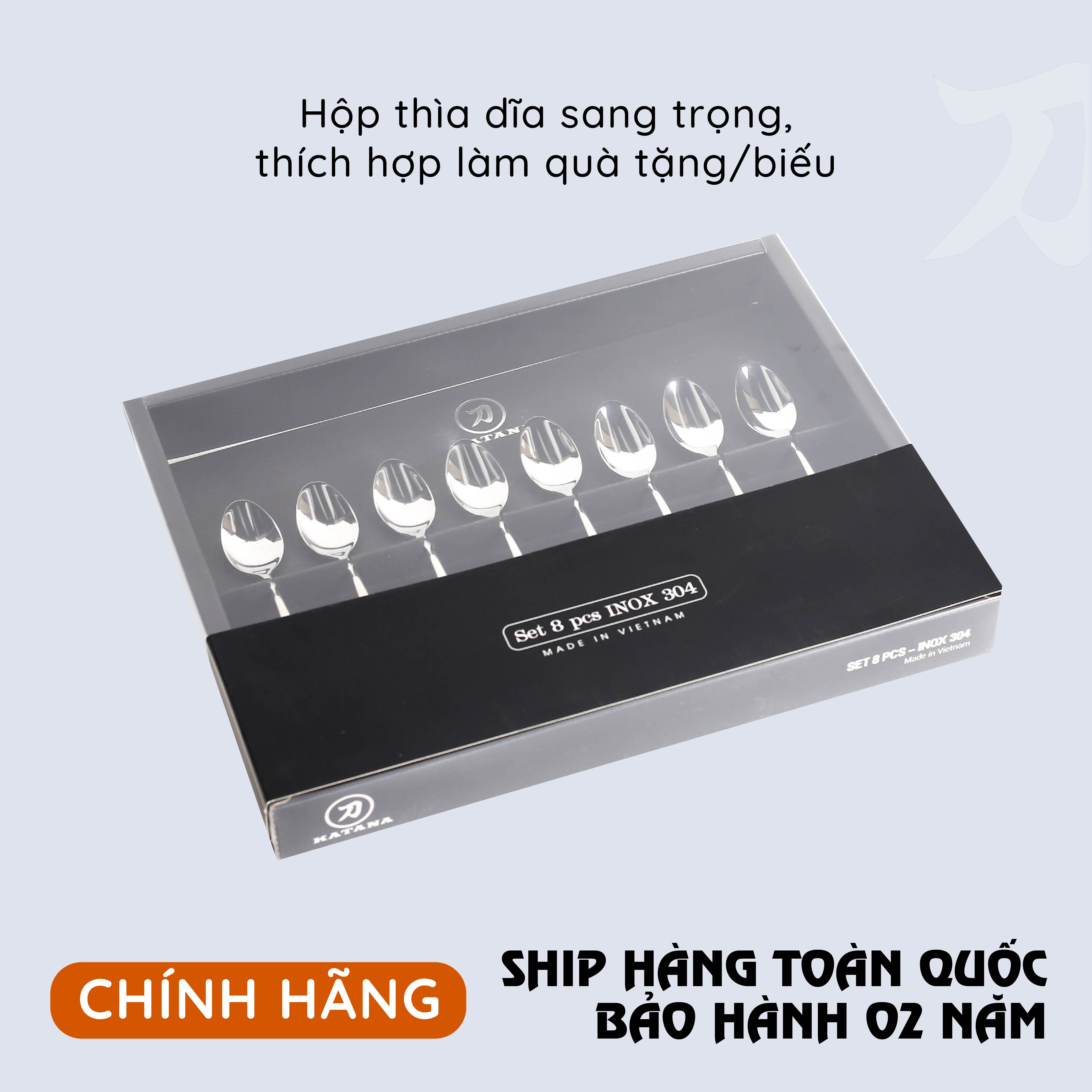 Set 8 thìa trà cao cấp KATANA vân trơn Elegance VTK281