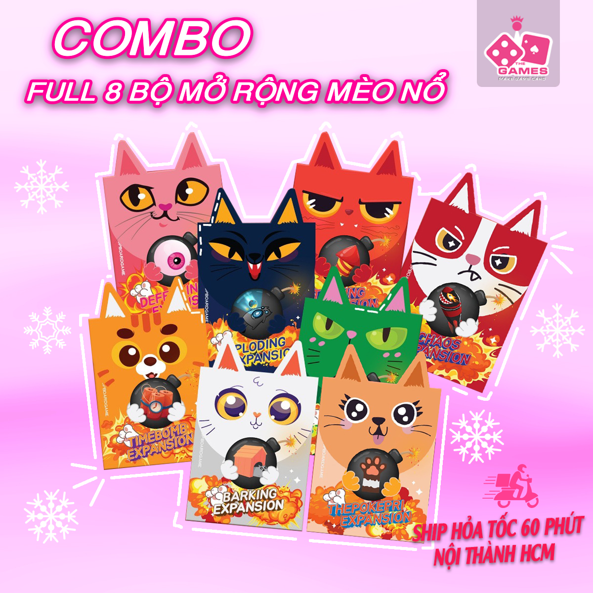 COMBO Mèo Nổ Full 8 Bản mở rộng Exploding kittens VIỆT HÓA CAO CẤP