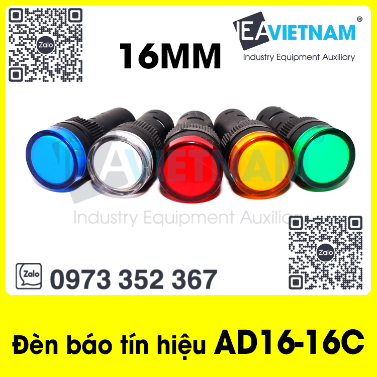 Đèn báo tín hiệu phi 16mm AD16-16C led điện 220V xanh