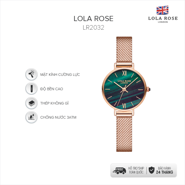 Nơi bán Đồng hồ nữ dây kim loại Lola Rose đá bảo thạch malachite cao cấp dây thép lưới tinh tế phù hợp với cô nàng thời trang bảo hành 2 năm đồng hồ nữ chính hãng