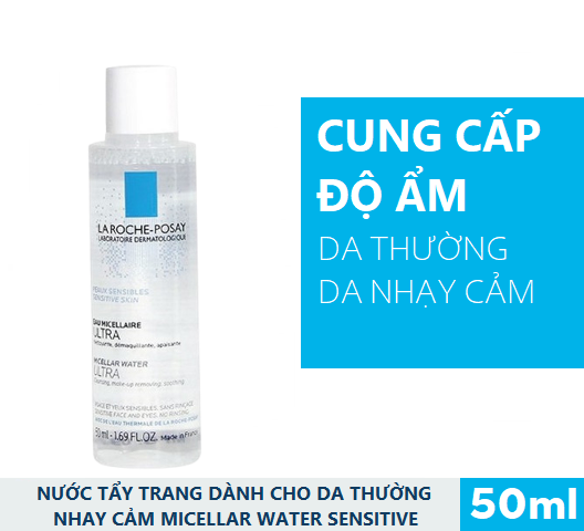 Nước tẩy trang La Roche-Posay làm sạch sâu cho da nhạy cảm/dầu Micellar Water Ultra Sensitive Skin 50ml