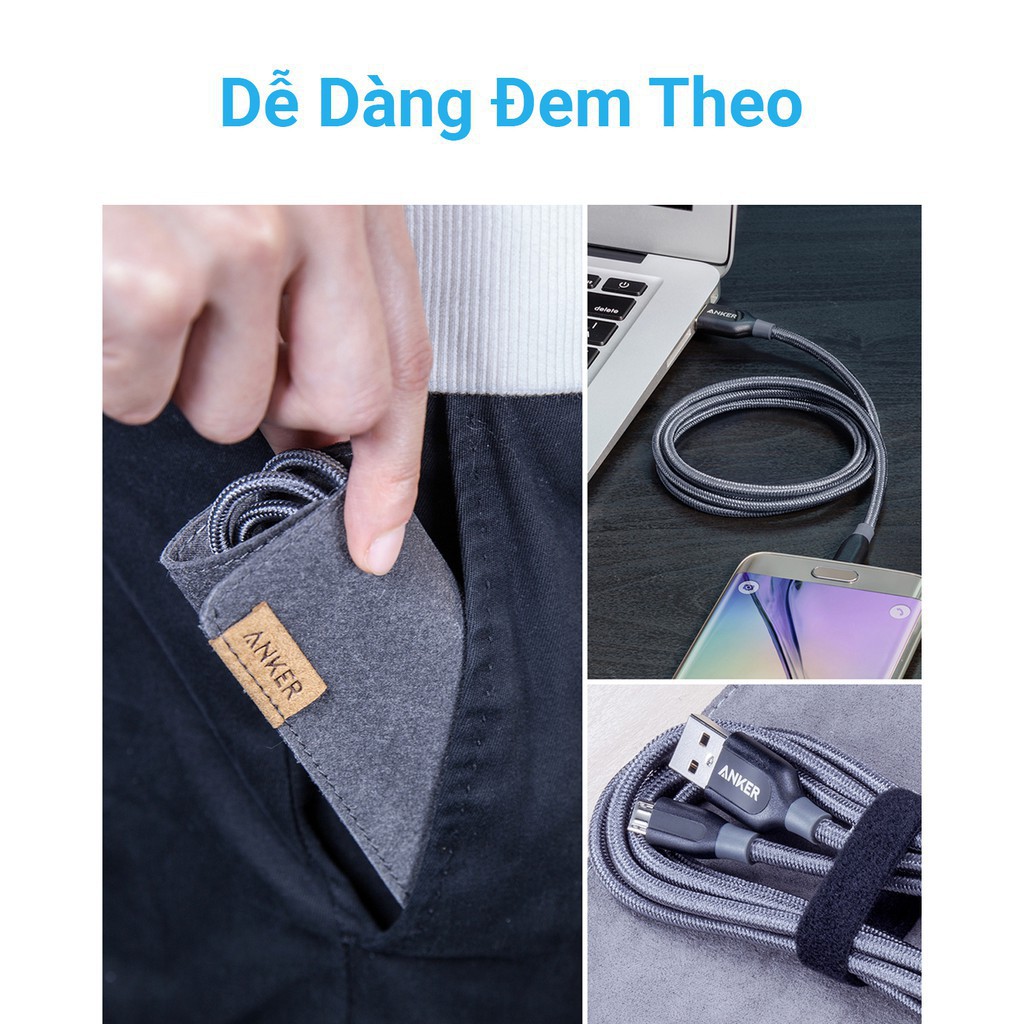 Cáp Sạc Anker Powerline+ Micro Usb Dài 0.9M Kèm Bao Da- A8142