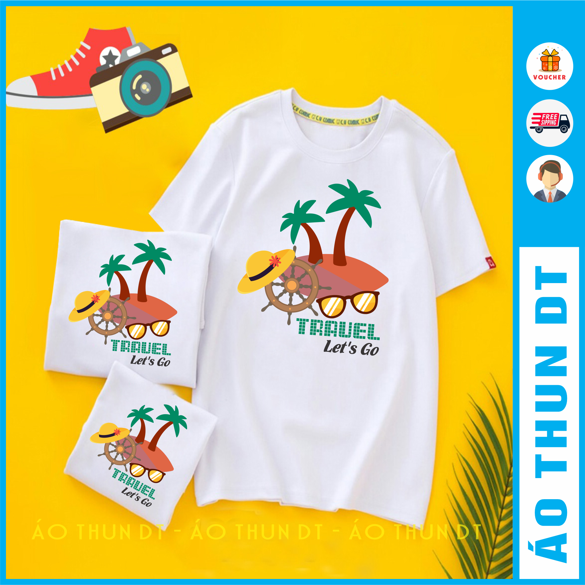 Áo nhóm đồng phục đi biển, áo team buiding hình cây dừa