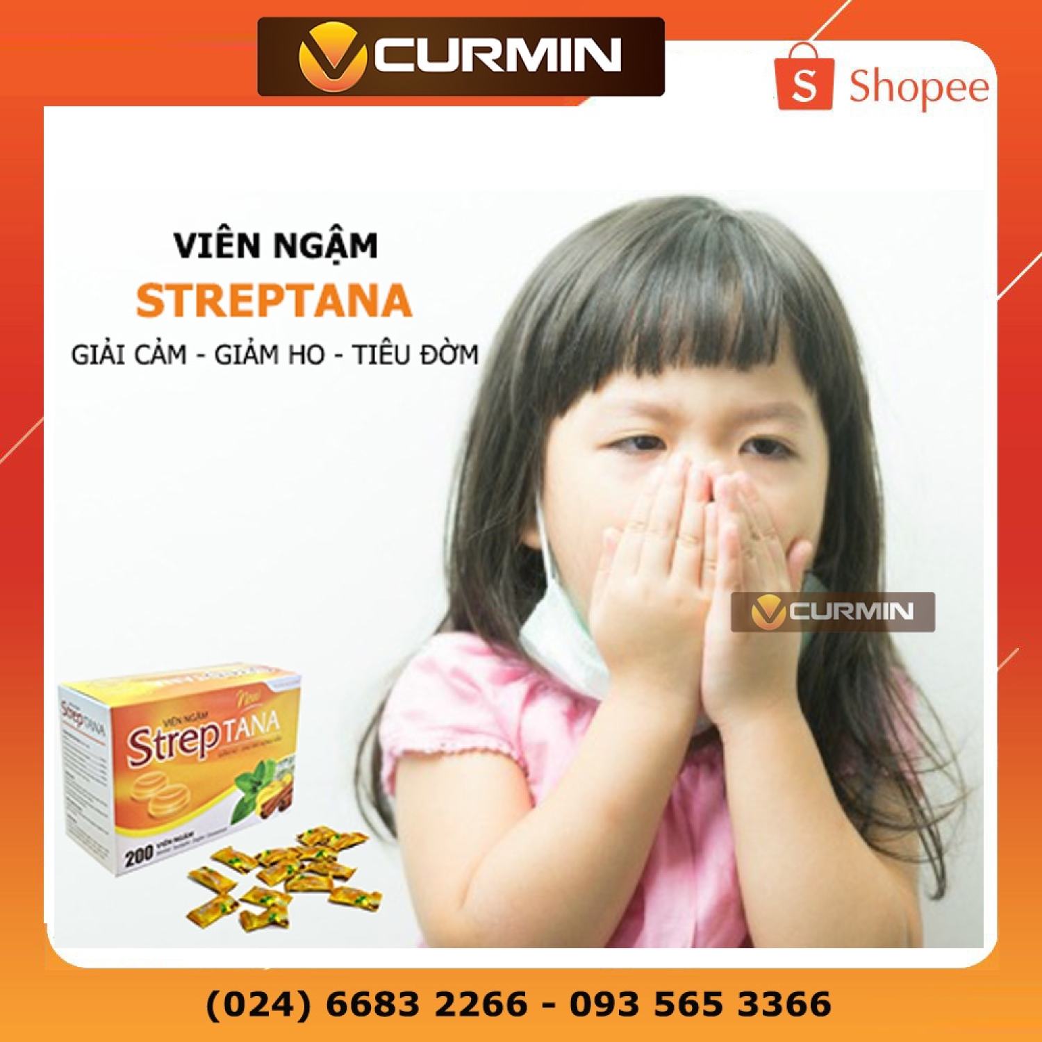 1 Viên kẹo ngậm ho bạc hà Streptana, kẹo ngậm đau họng, viên ngậm ho, kẹo ngậm ho cho bé bạc hà tiêu đờm,tan đơm giảm ho