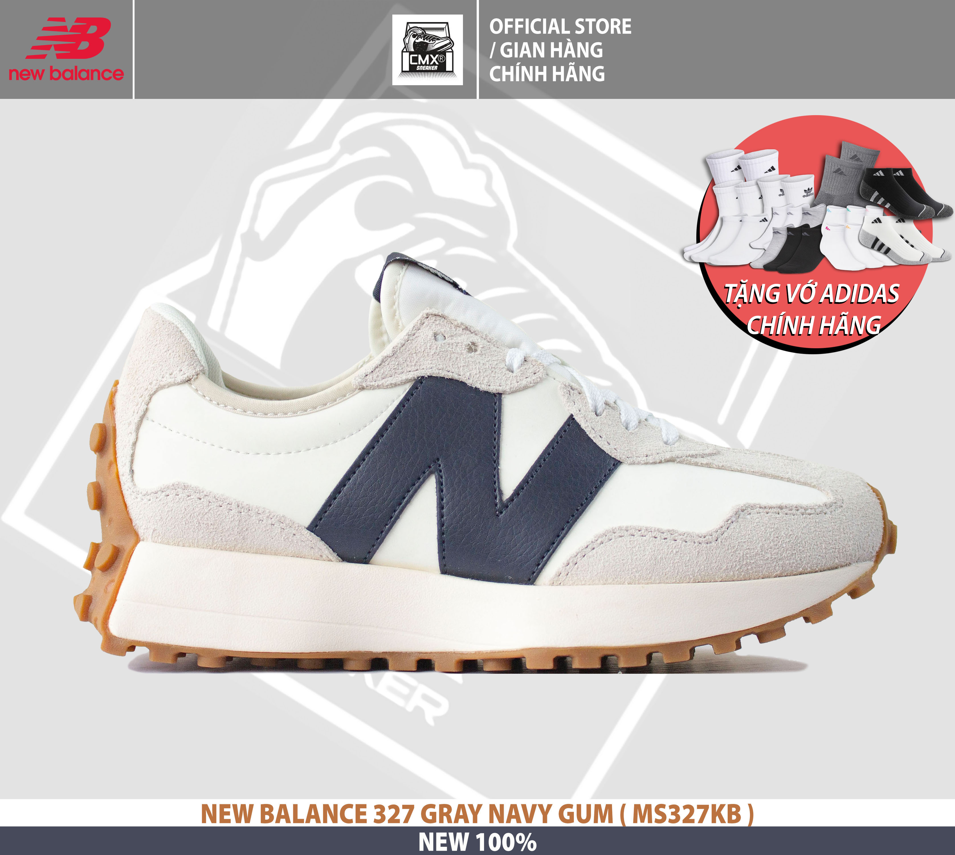 😘 [ HÀNG CHÍNH HÃNG CÓ SẴN ] Giày New Balance 327 WHITE NAVY GUM ( MS327KB ) - AUTHENTIC 100%