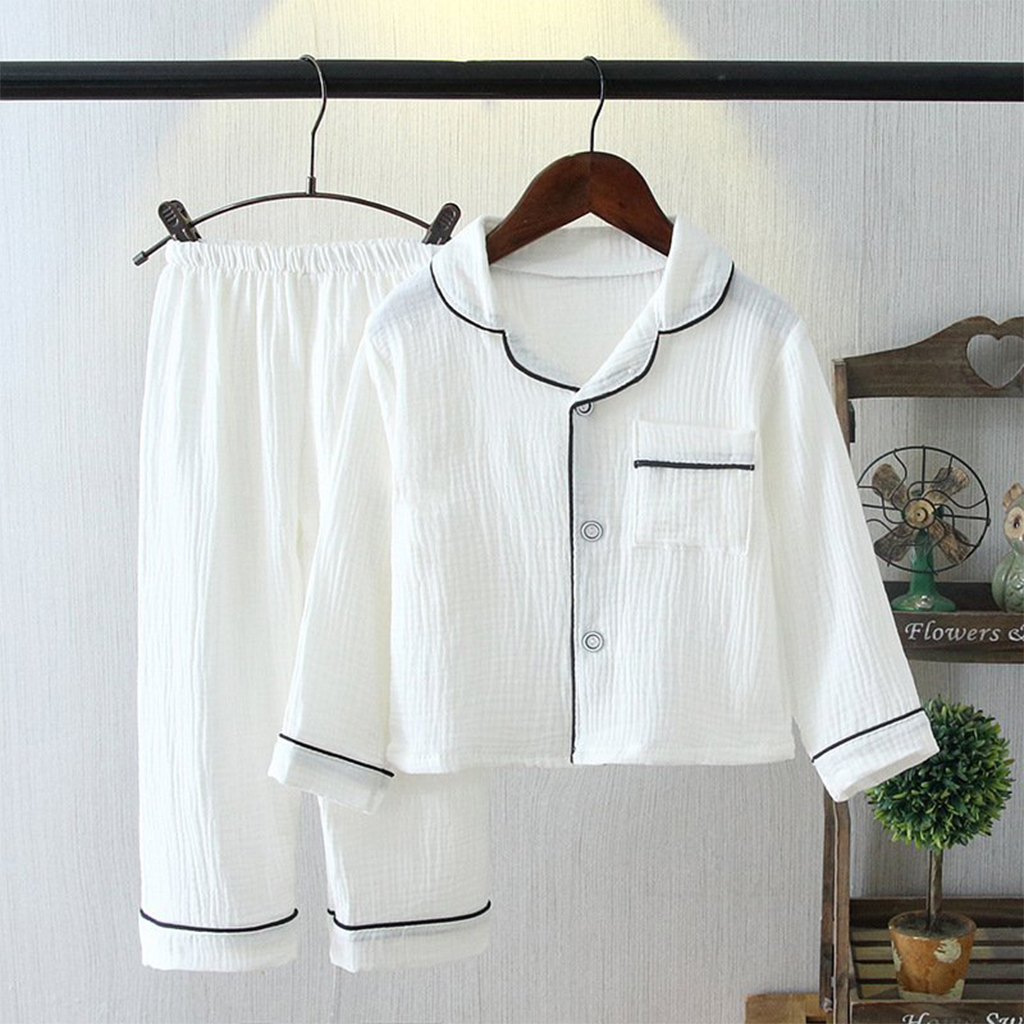 Bộ Đồ Ngủ Đũi Dài Tay Cho Bé Bộ, Bộ Pijama Dài Tay Cho Bé Gái Chất Đũi Nhăn Cao Cấp Từ 6-28kg - SUMO KIDS