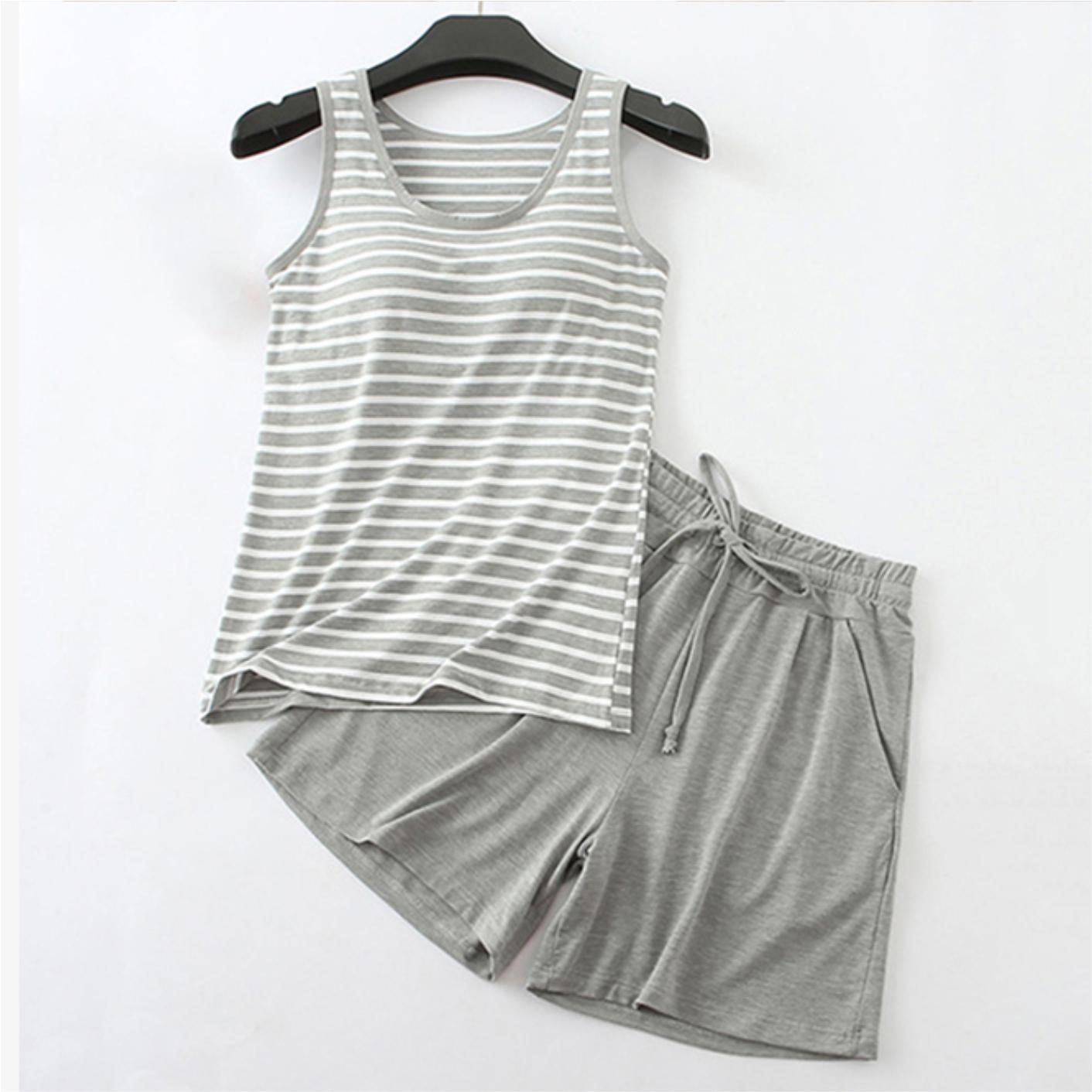 [HCM]Bộ đồ thun cotton áo ba lỗ quần short ngắn phù hợp mặc ở nhà đi chơi làm đồ ngủ dễ thương Đồ Ngủ - Nội Ý Sexy Giá Rẻ