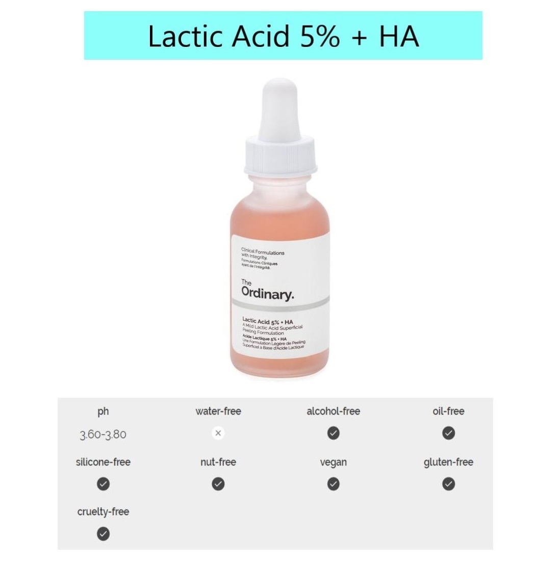 Tinh Chất The Ordinary Lactic Acid 5%+HA Serum 30ml