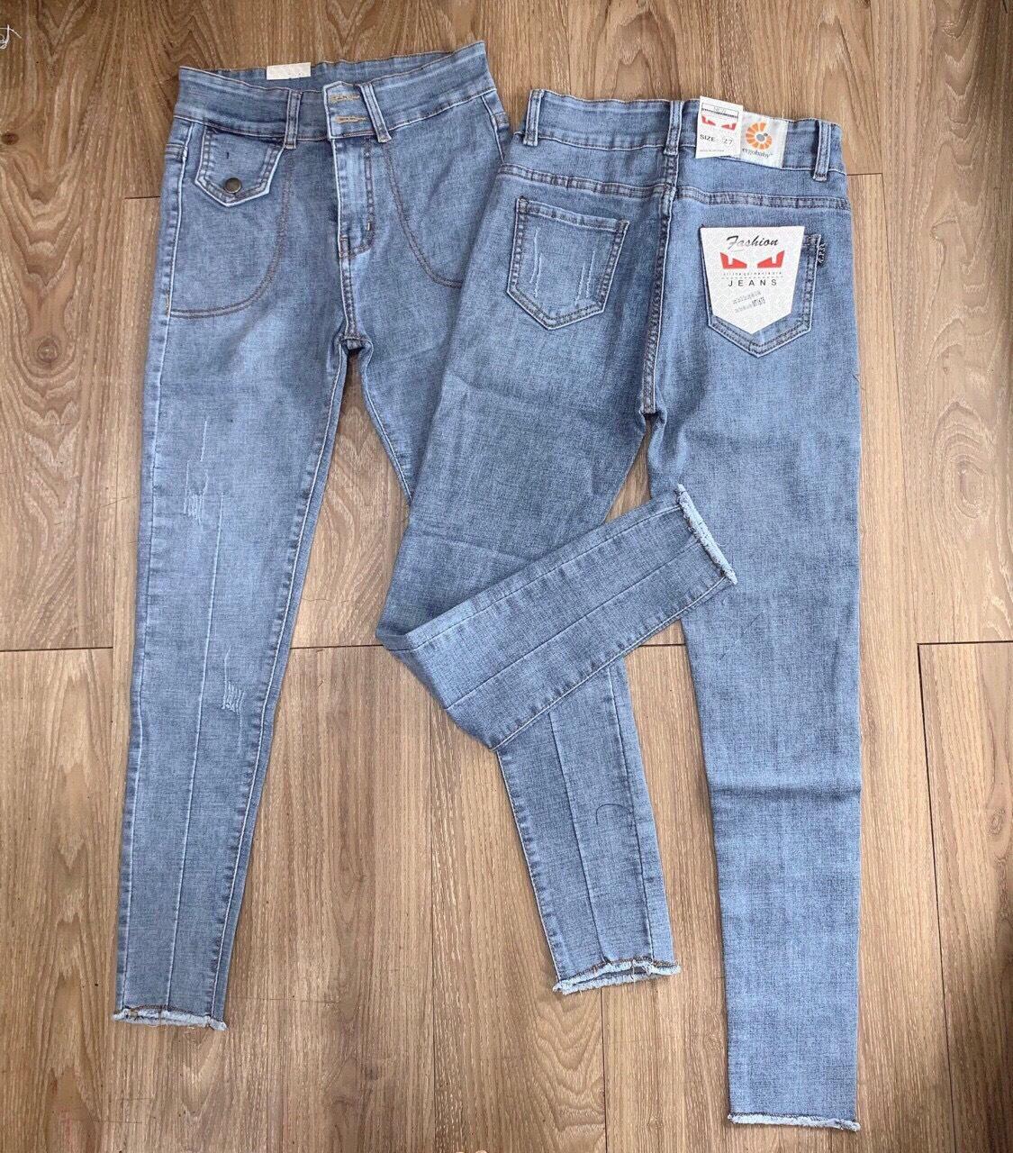 Quần jean nữ KIỂU LẮP TÚI 1 BÊN - hai cúc - lưng siêu cao size 26 - 30  JLJ5