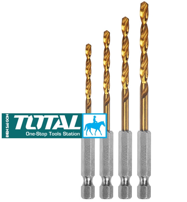 BỘ 4 MŨI KHOAN KIM LOẠI ĐUÔI LỤC GIÁC Total TACSD4041
