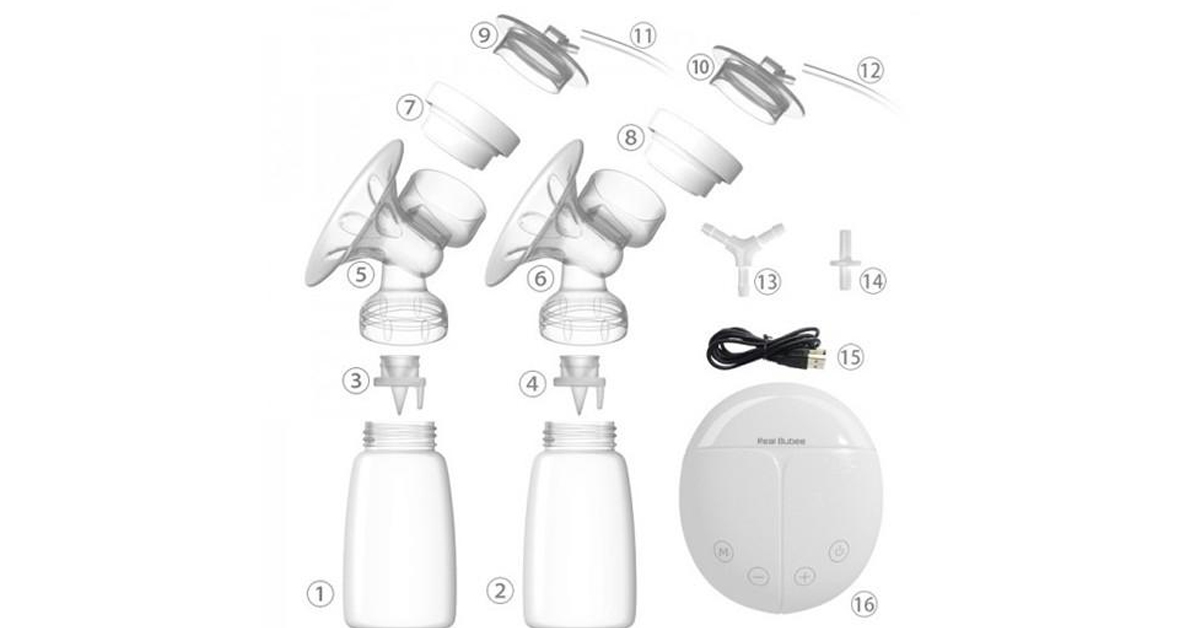 Máy hút sữa điện đôi Real Bubee ( Có chế độ massa kích sữa, Hút êm ái như em bé bú), Điện đơn tích điện