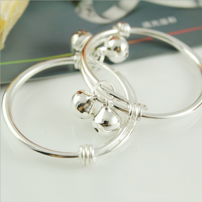 [Lắc bạc] Lắc tay bạc/ lắc chân bạc S925 cho bé dạng lắc trơn có chuông NM02