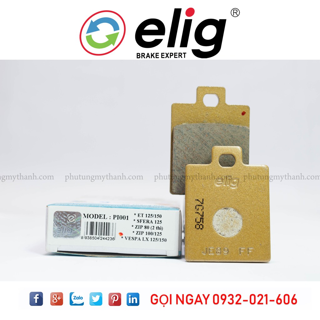 Bố thắng dĩa elig pi001 piaggio vespa lx 125/150, et 125/150, zip 100/125, sfera 125