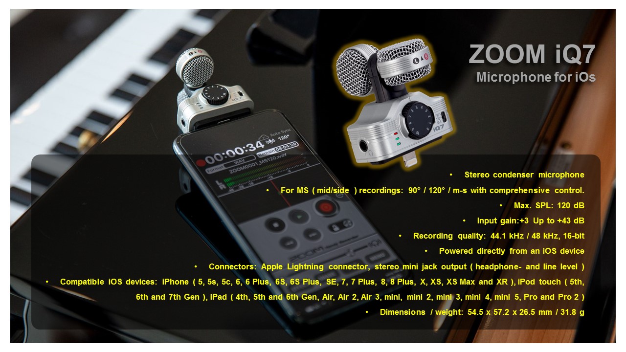 Micro dành cho Iphone/Ipad microphone ZOOM iQ7