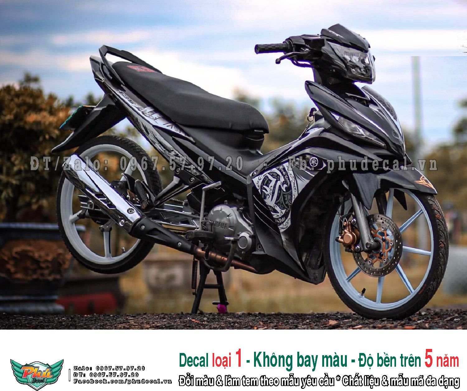 Tem rời Exciter 135 LC trắng đen indo (m)