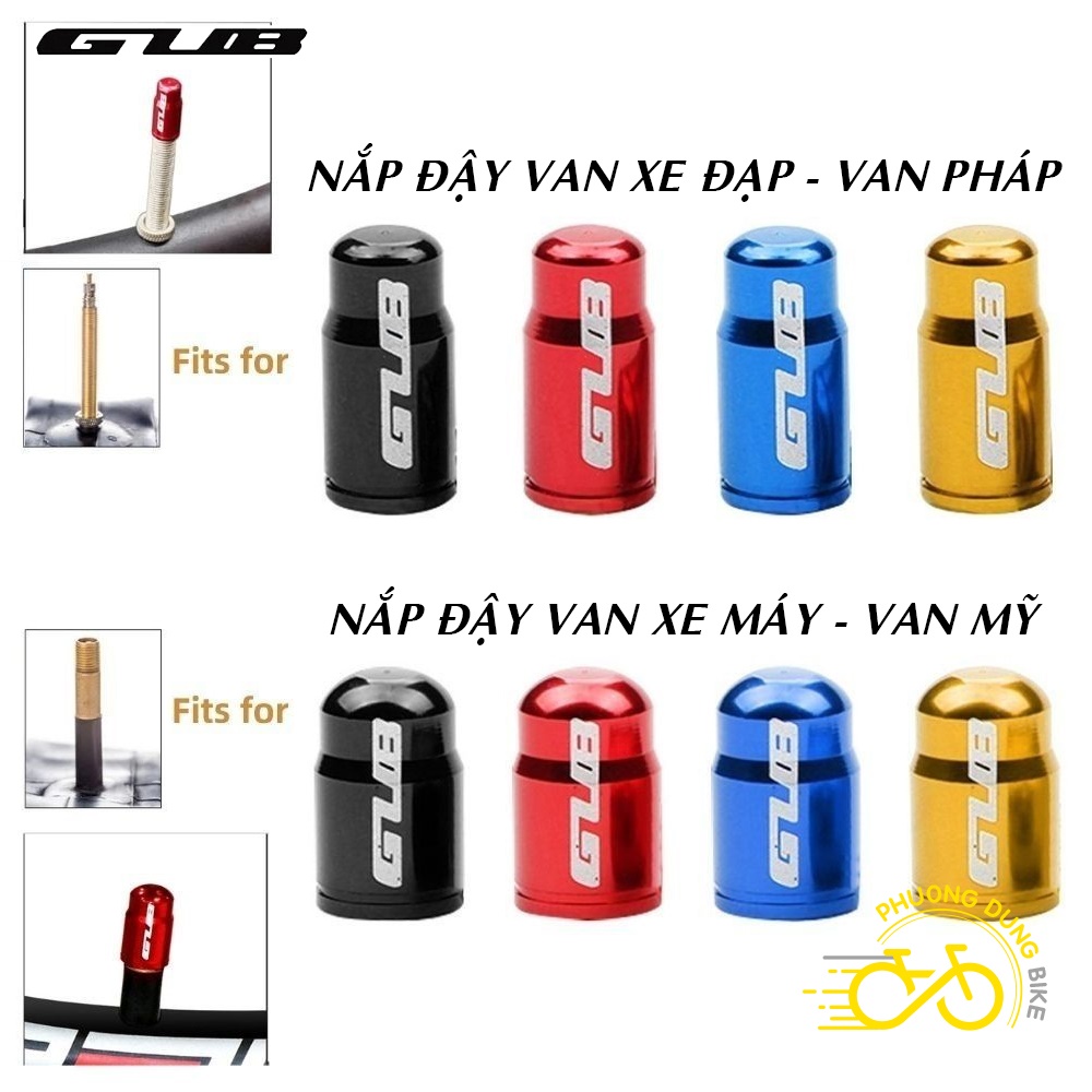 Bộ 2 Nắp đậy nhôm van xe đạp - van Pháp - van xe Máy - van Mỹ GUB