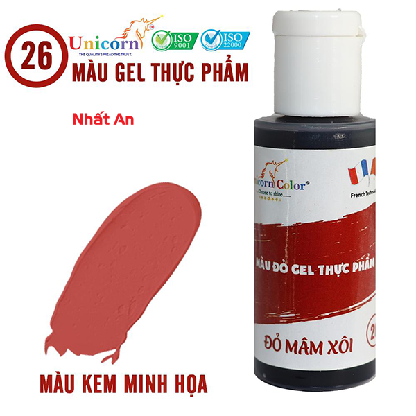 MÀU GEL THỰC PHẨM ĐỎ MÂM XÔI 28GR UNICORN