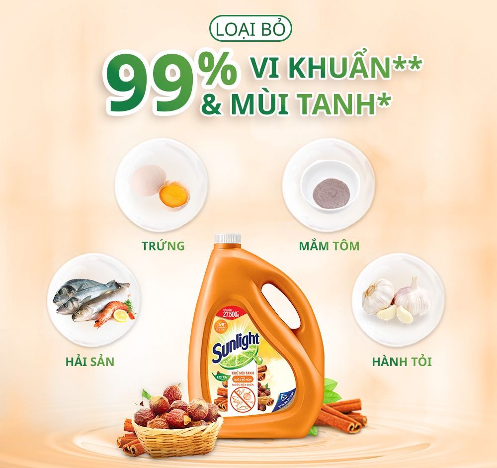 Nước rửa chén Sunlight Quế & Bồ Hòn Chai 3.6kg