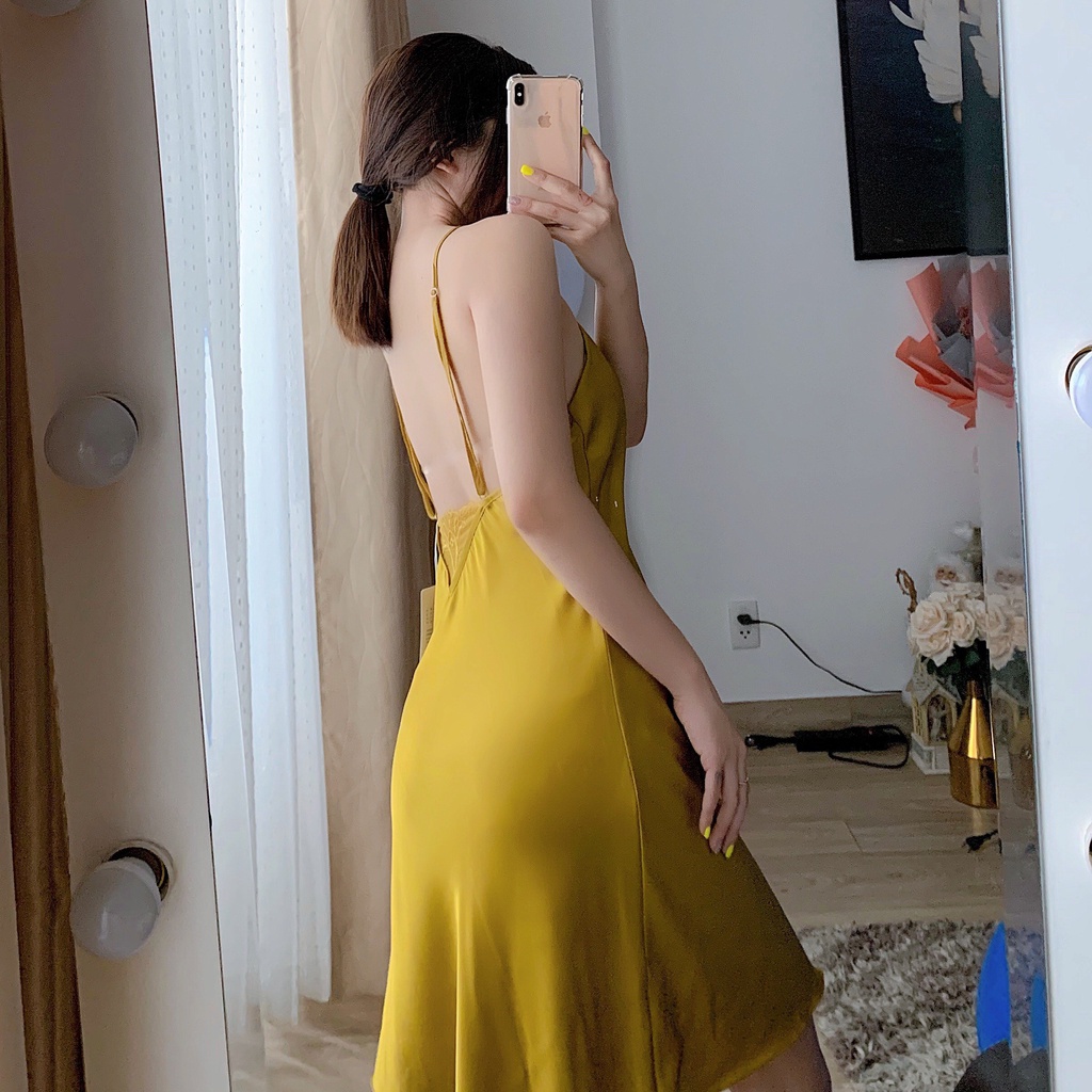 Sx 676 - váy ngủ lụa Lụa satin đến 65kg  - đầm ngủ lụa cao cấp -KellyWang