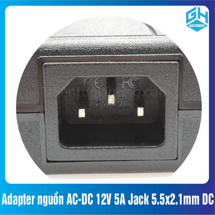 Adapter nguồn AC-DC 12V 5A Jack 5.5x2.1mm DC