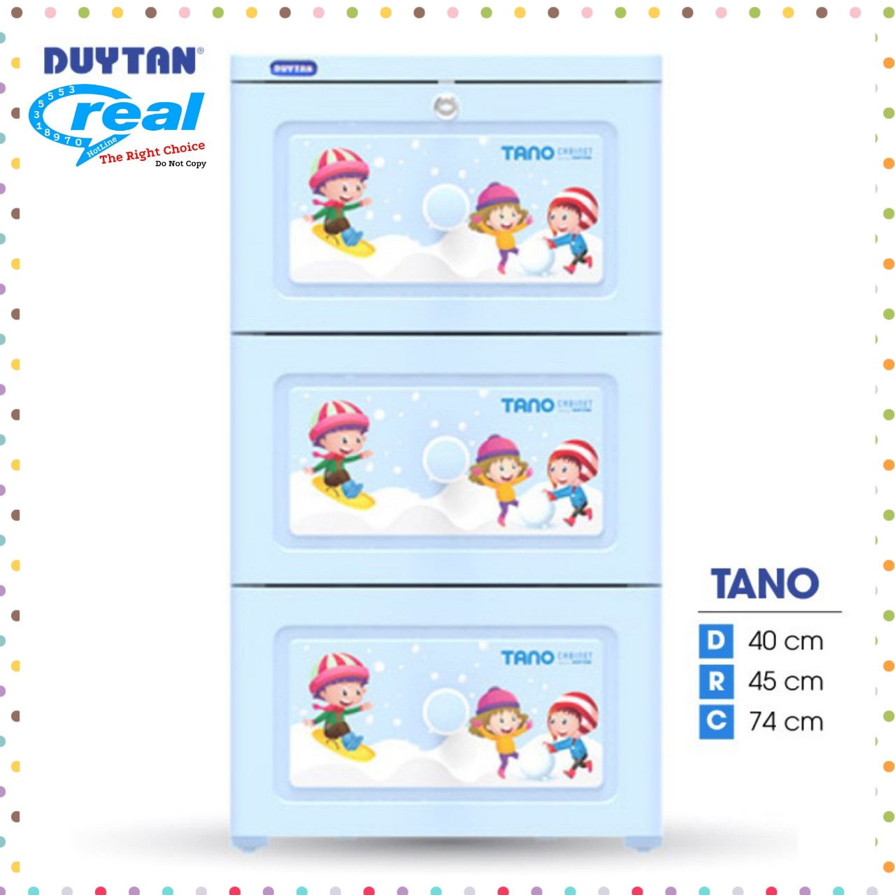Tủ Duy Tân Tano 3 Ngăn, Có Bánh Xe Di Chuyển Tiện Lợi