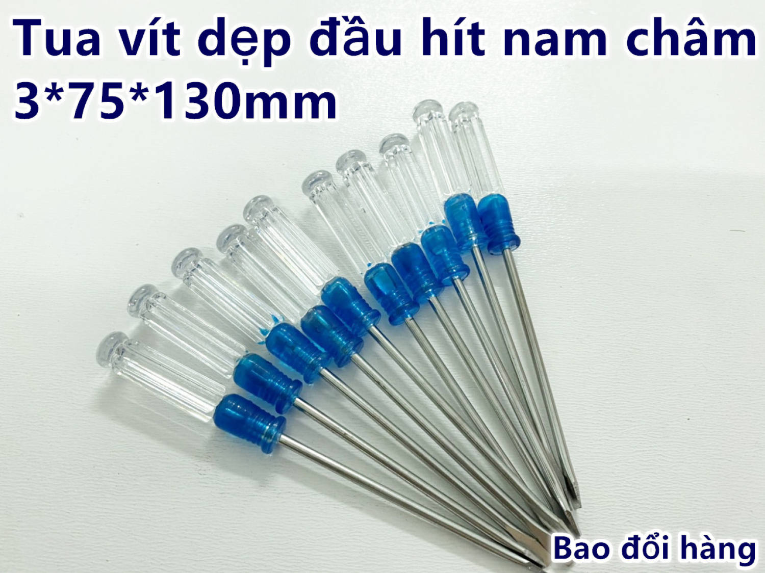 Tua vít dẹp đầu hít nam châm 3*75*130mm