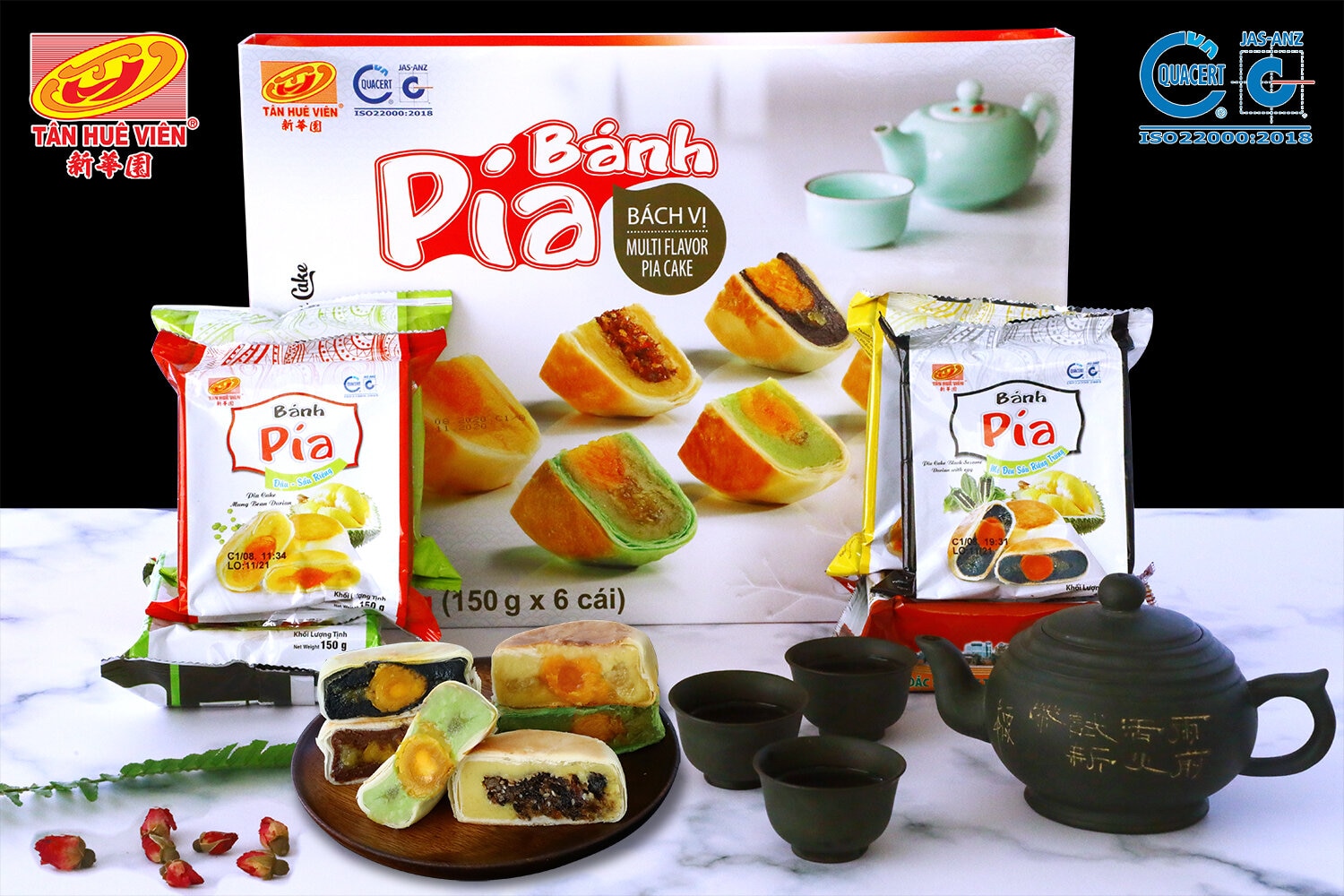 BÁNH PÍA BÁCH VỊ (900g x 6 cái 6 vị ) Tân Huê Viên