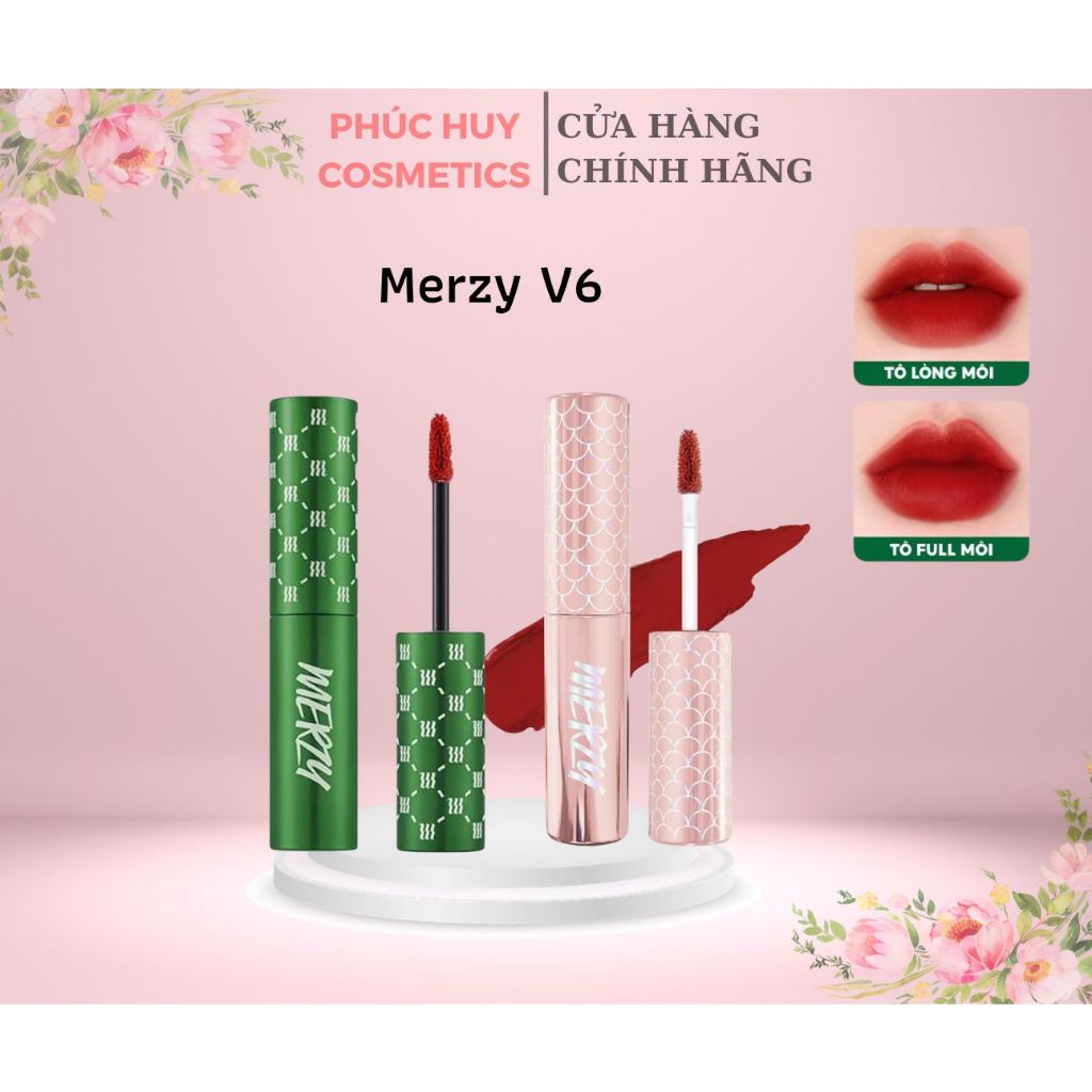 SON MERZY V6 VỎ XANH LÁ (MÀU ĐỎ GẠCH)