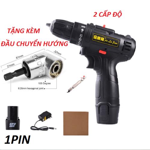 máy khoan pin- máy bắt vít - tặng đầu chuyển hướng