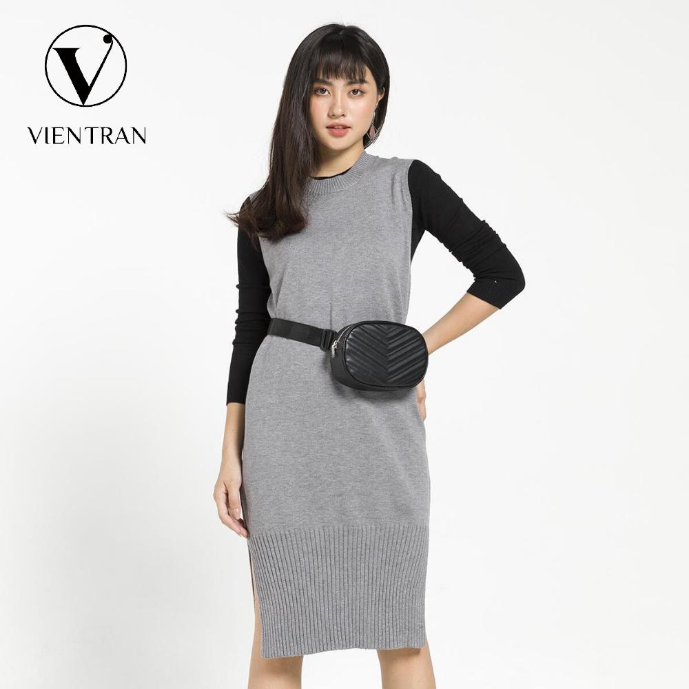 Đầm Len VIENTRAN Sát Nách Xẻ Tà V63T19T026
