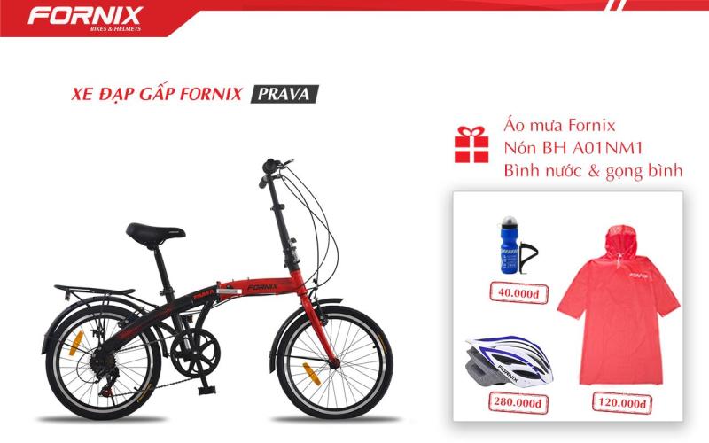 Mua Xe đạp gấp hiệu FORNIX, mã PRAVA (NEW)+ (Gift) Nón BH A01NM1, Áo mưa, Bình và gọng bình nước