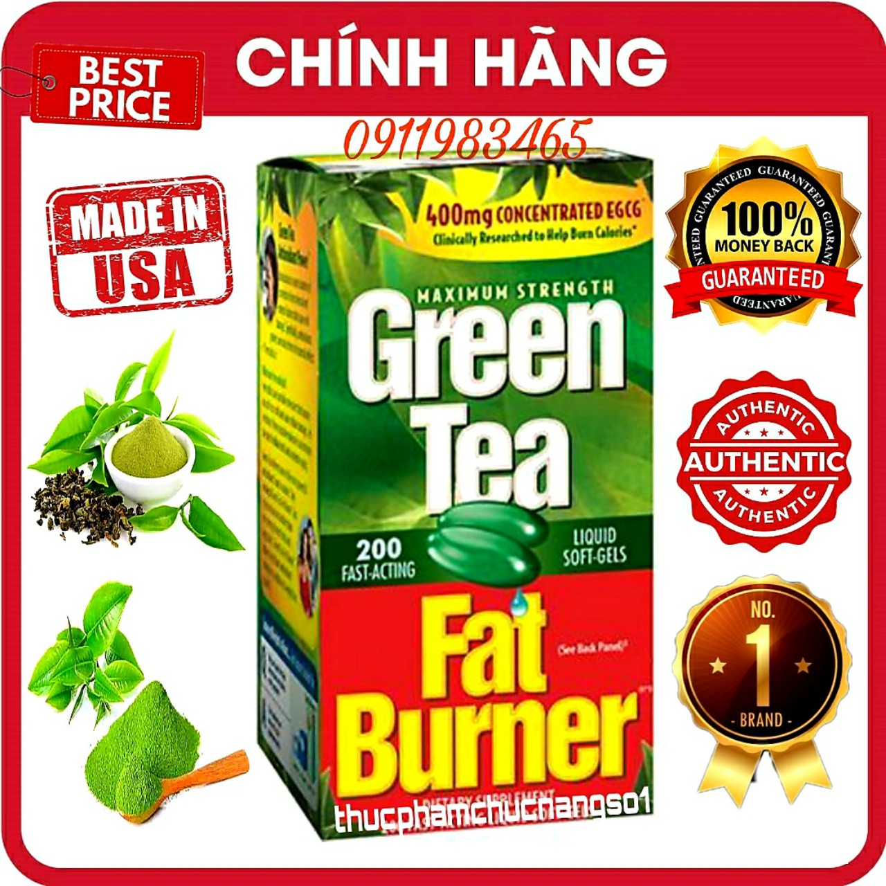 [HCM]Green Tea Fat Burner 400mg giảm cân trà xanh cam kết cam kết hàng đúng mô tả chất lượng đảm bảo an toàn đến sức khỏe người sử dụng