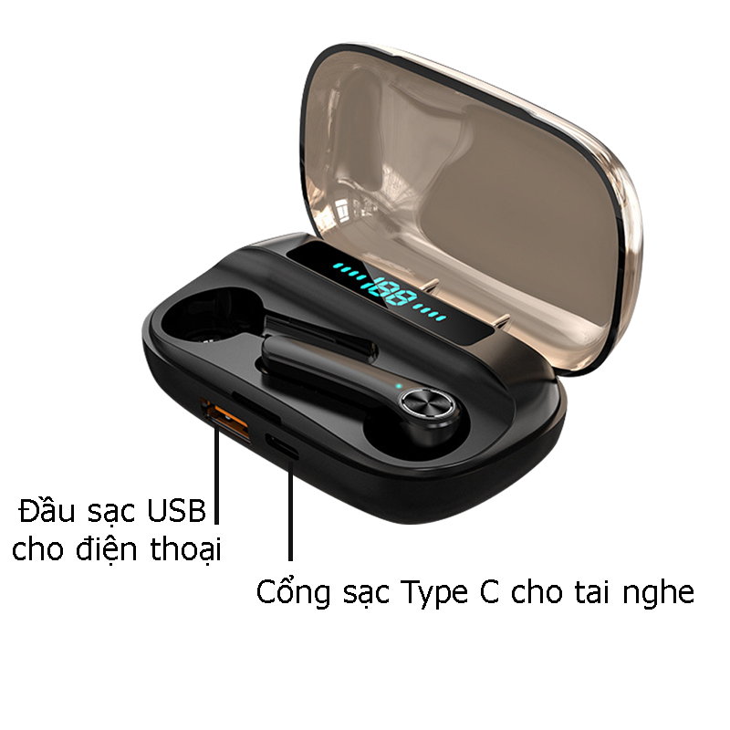 Tai Nghe Bluetooth True Wireless Cảm Biến Vân Tay Bass Sâu Âm Thanh Chuyên Nghiệp PKCB - Hàng Chính Hãng