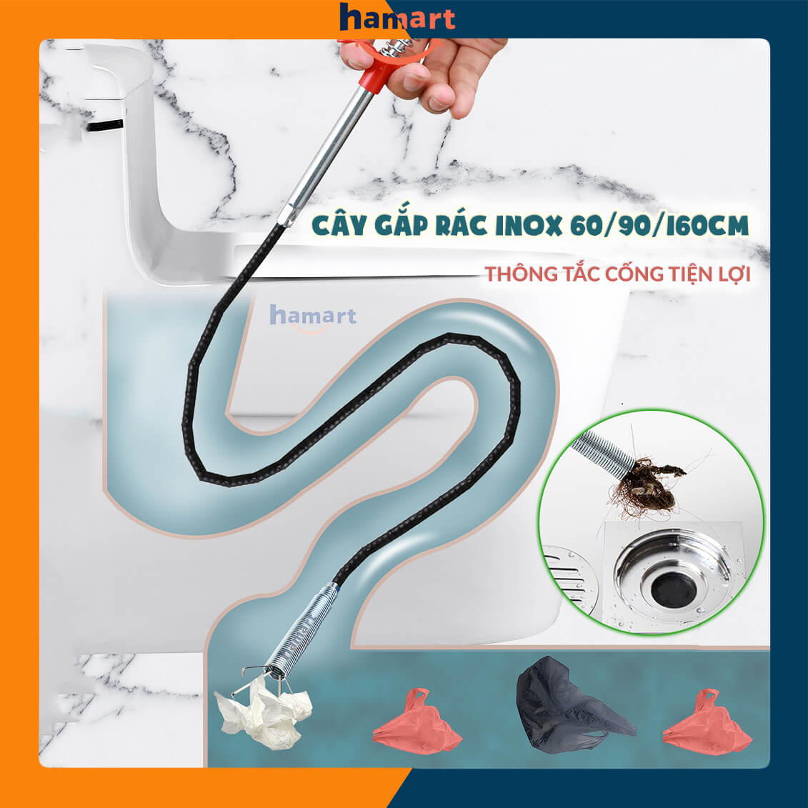 160cm Drain Snake Spring Pipe Dredging Tool Drain Snake For Kitchen Sink Bathroom Tub Toilet