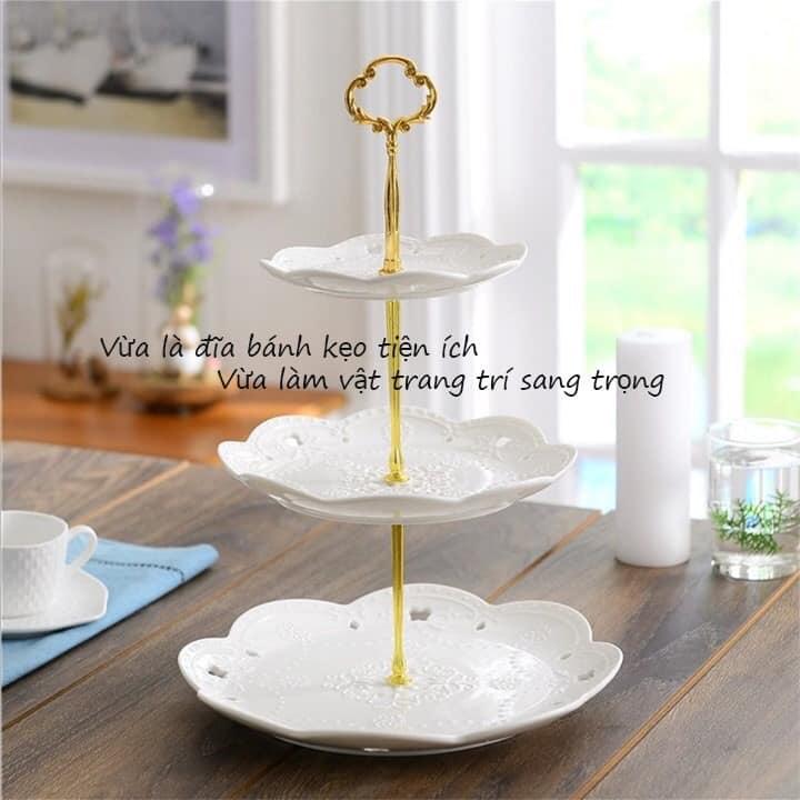 KHAY ĐỰNG BÁNH KẸO TRÒN 3 TẦNG