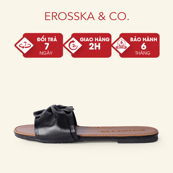 Dép đi biển thời trang Erosska 2021 kiểu dáng đơn giản thiết kế phối nơ xoắn chéo DE032 (BA)