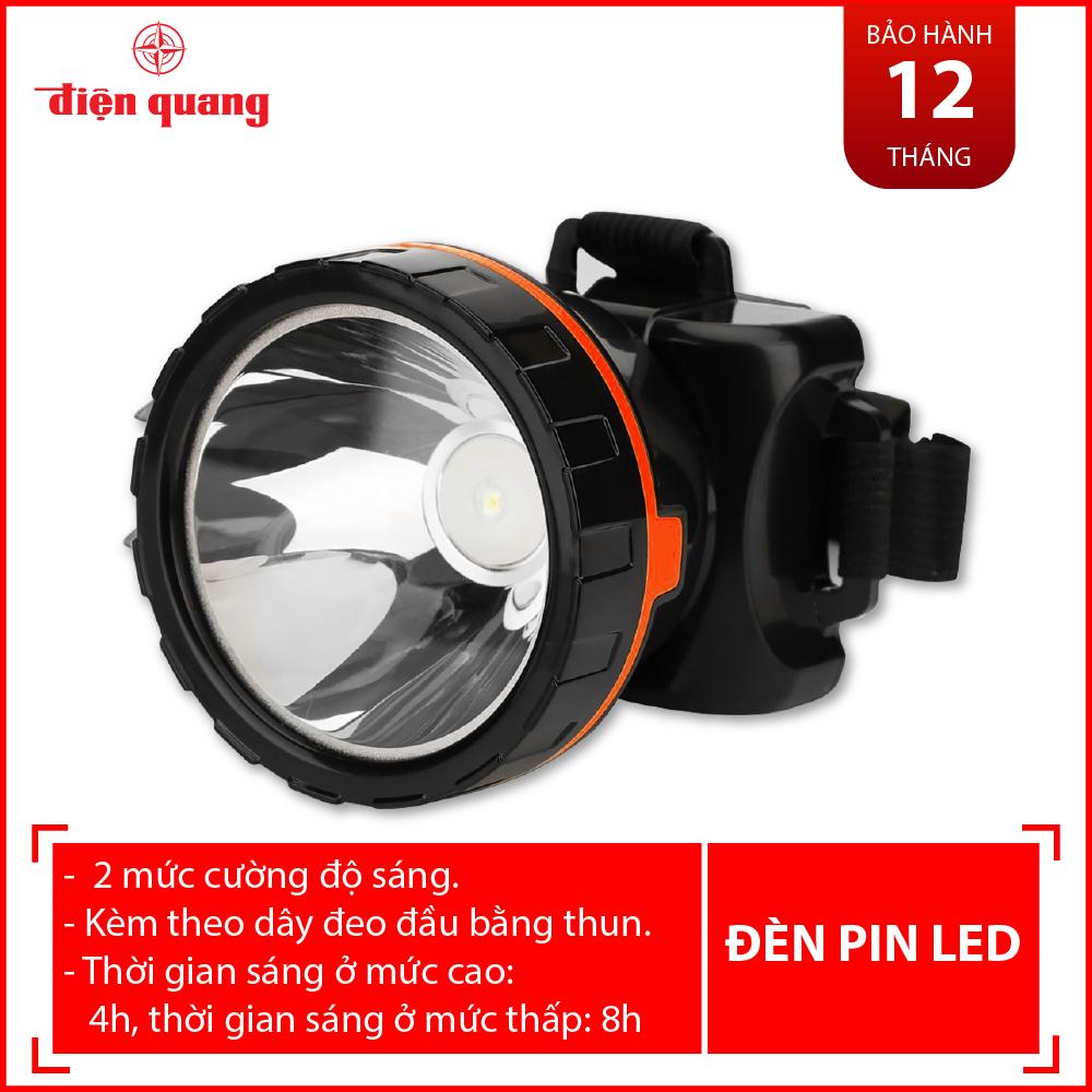 Đèn Pin Đội Đầu Điện Quang ĐQ PFL13 R BLO (Pin Sạc, Đen - Cam, 1W)
