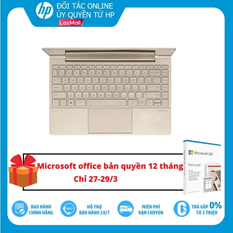 [VOUCHER 10% Max 2 Triệu 27-29/3 - TẶNG OFFICE 365 BẢN QUYỀN]Trả góp 0% - Laptop HP Envy 13-ba1027TU 2K0B1P (i5-1135G7/8Gb/256GB SSD/13.3FHD/VGA ON/Win10+Office Home & Student/Gold) Hàng Chính Hãng