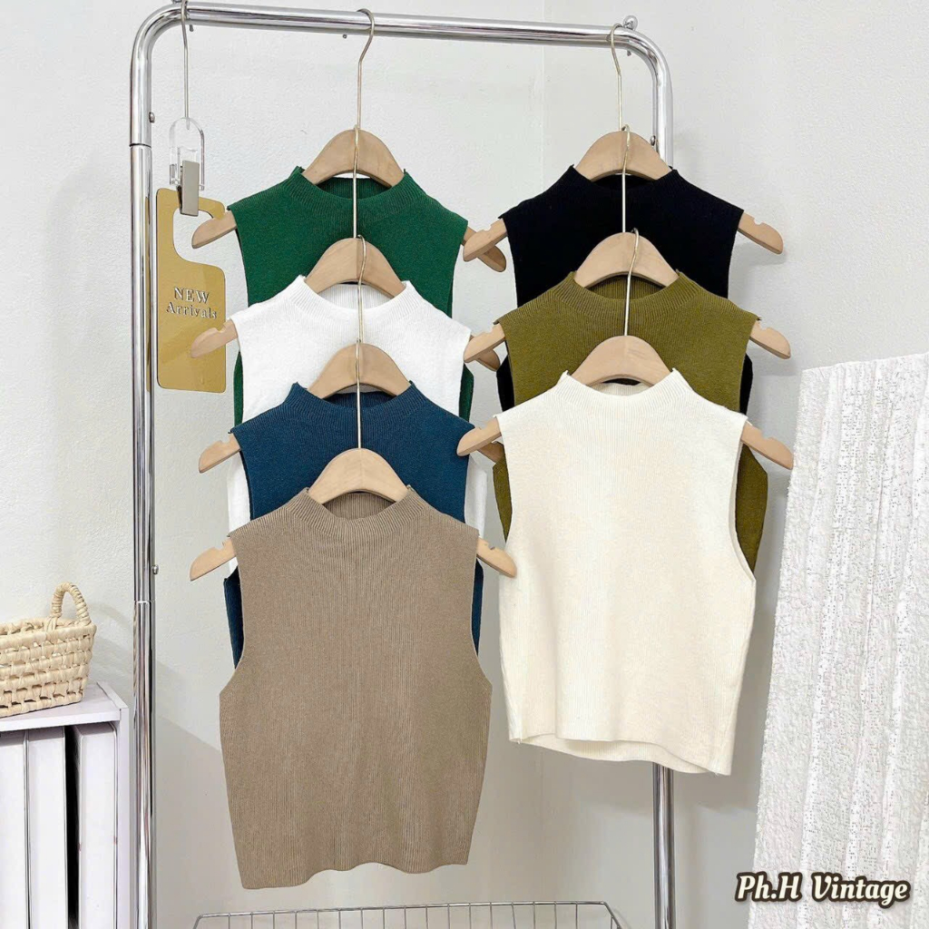 Áo len nữ ba lỗ sát nách cổ neo nữ tính - lcxa110
