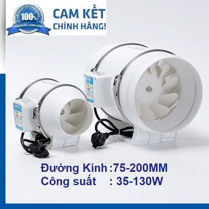 Quạt thông gió, hút mùi phi 75mm, 100, 125, 150, 200,250MM