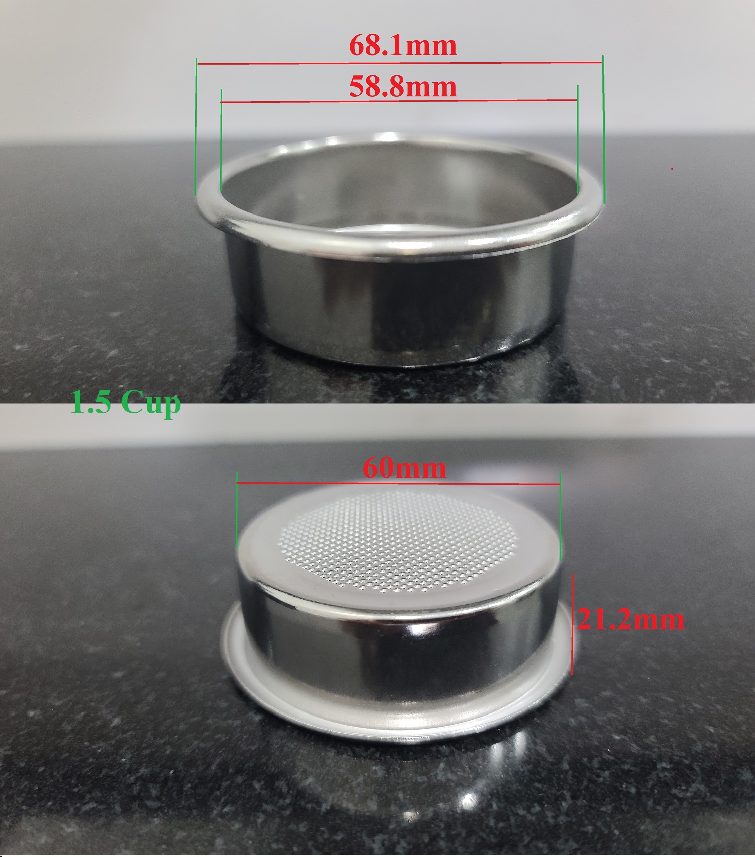 Giỏ lọc cho máy cà phê 1 Cup, 1.5 Cup, 2 Cup, 3 Cup kích thước 58mm