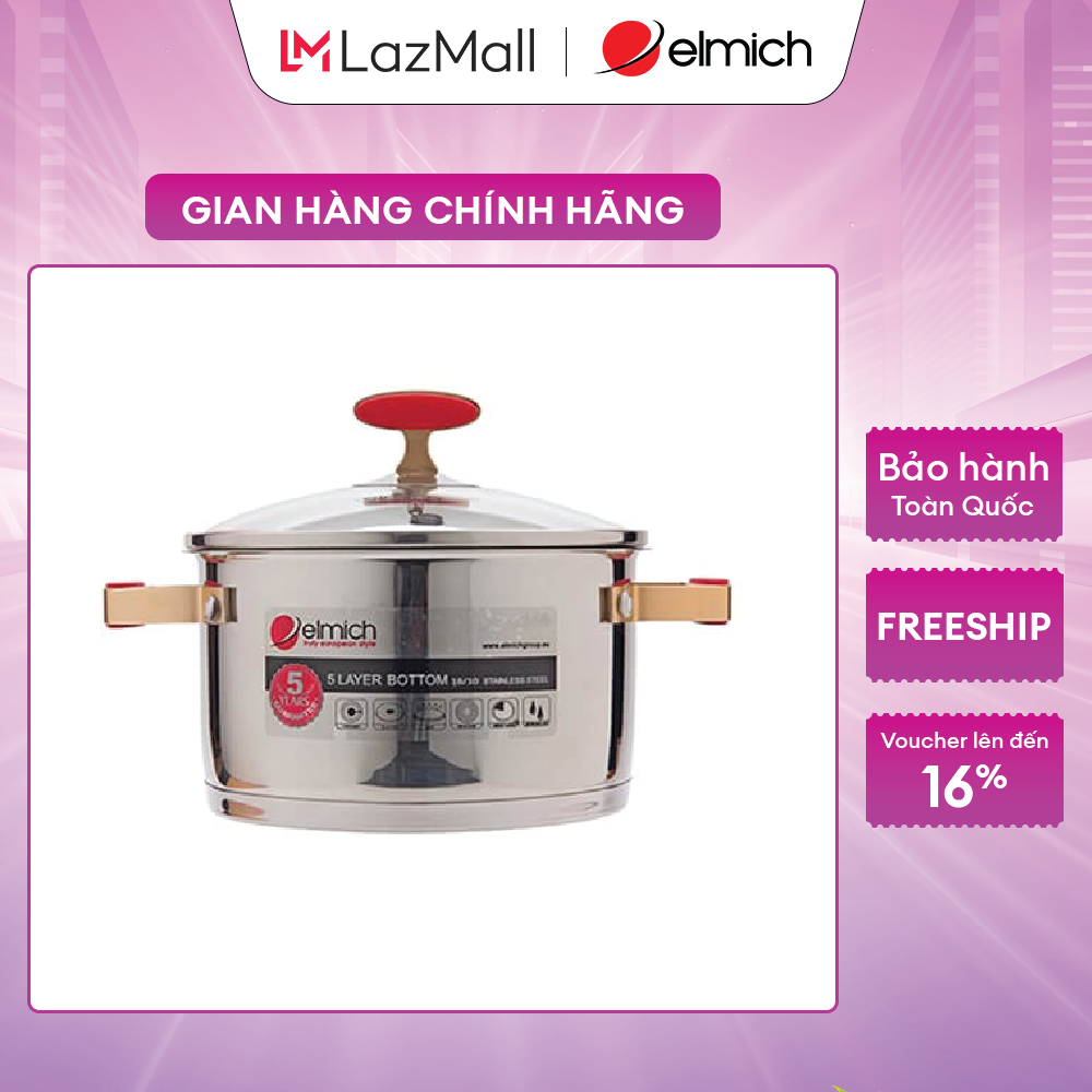 (Duy nhất 20h ngày 24-29.08)Nồi inox 304 cao cấp Elmich Red Velvet