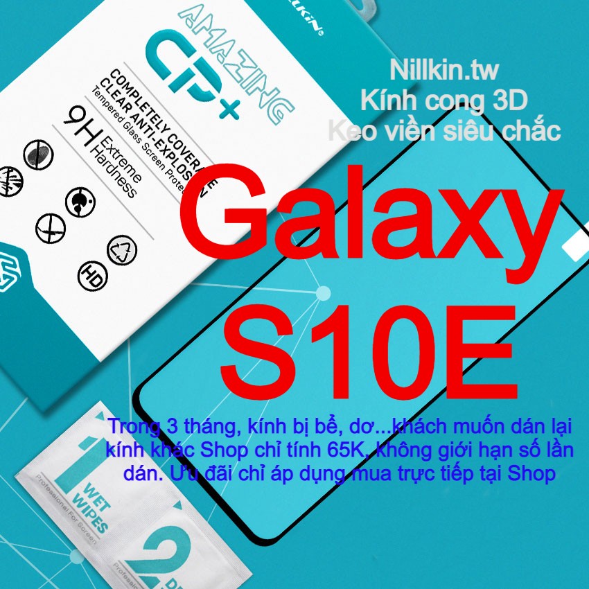 Kính cường lực cho Samsung Galaxy S10e hiệu Nillkin.tw keo viền cong 3D theo màn hình