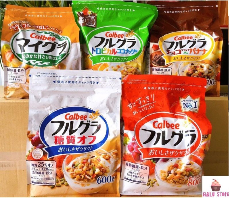 (HSD 12/2021) Ngũ cốc trái cây Calbee với đủ vị ngon tuyệt - Nhật Bản