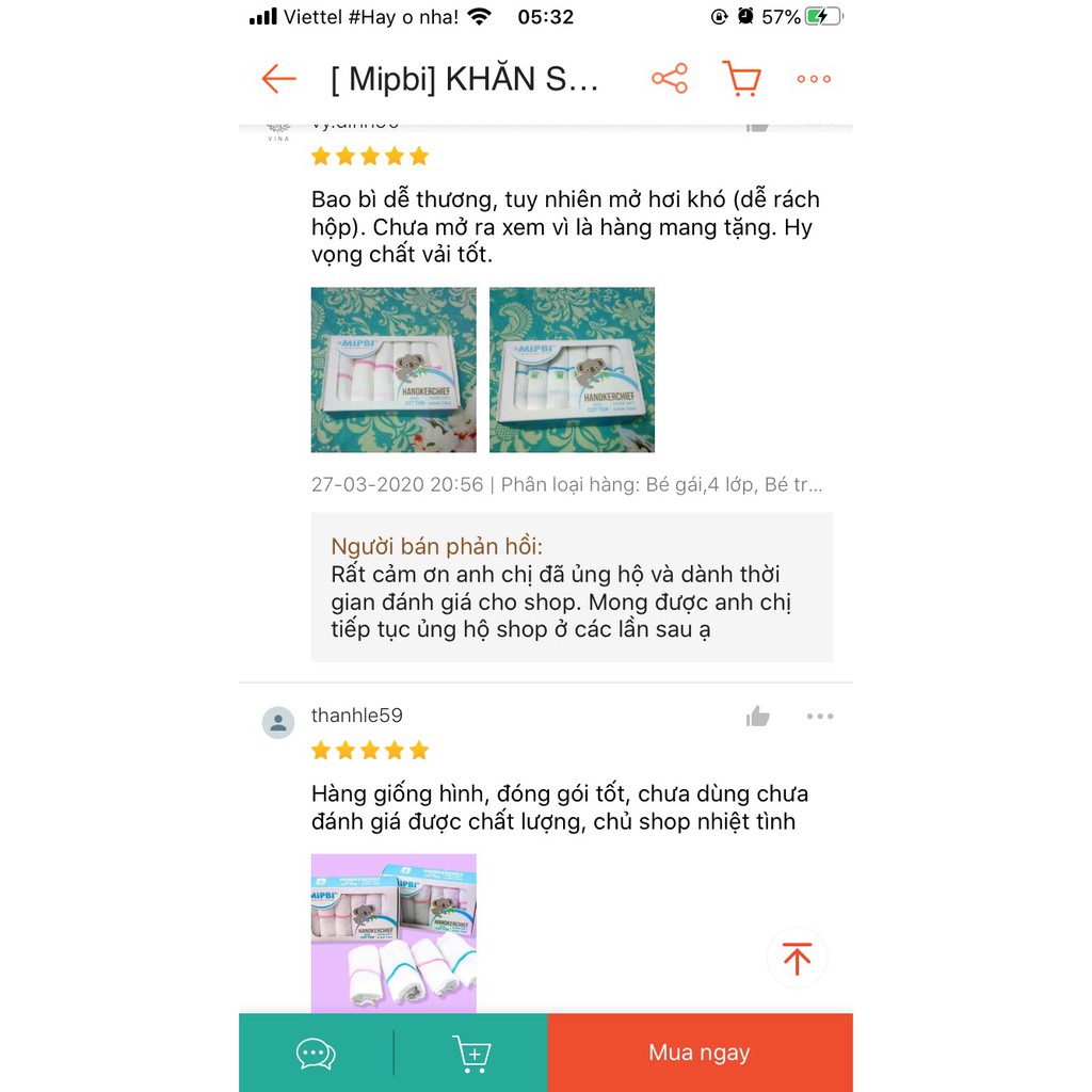 [FREESHIP] Combo 6c khăn sữa 2,3,4 lớp Mipbi 100% COTONG Siêu mềm